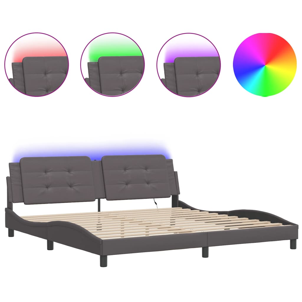 sengeramme med LED uden madras Zadar 200x200 cm grå