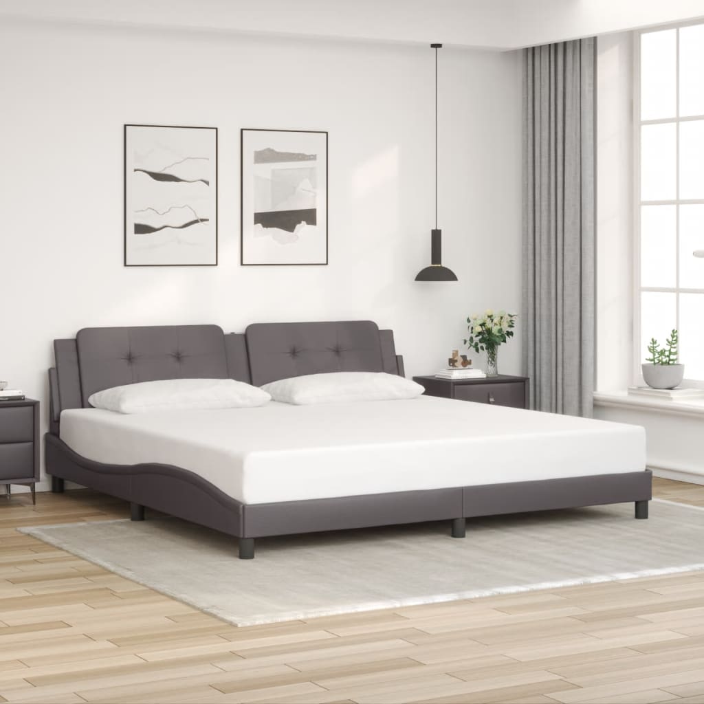sengeramme med LED uden madras Zadar 200x200 cm grå