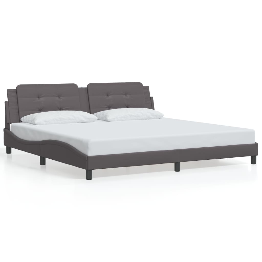 sengeramme med LED uden madras Zadar 200x200 cm grå