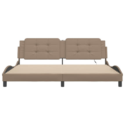 sengeramme med LED uden madras Zadar 200x200 cm cappuccinofarvet