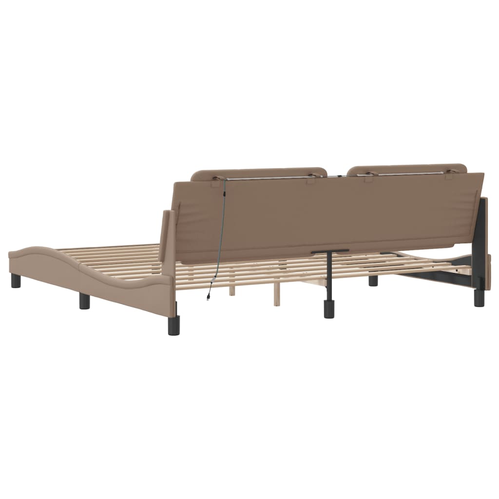 sengeramme med LED uden madras Zadar 200x200 cm cappuccinofarvet