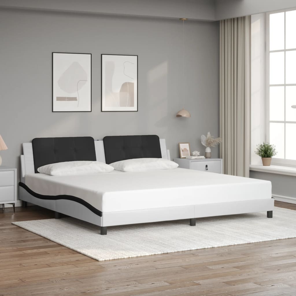 sengeramme med LED uden madras Zadar 200x200 cm hvid og sort