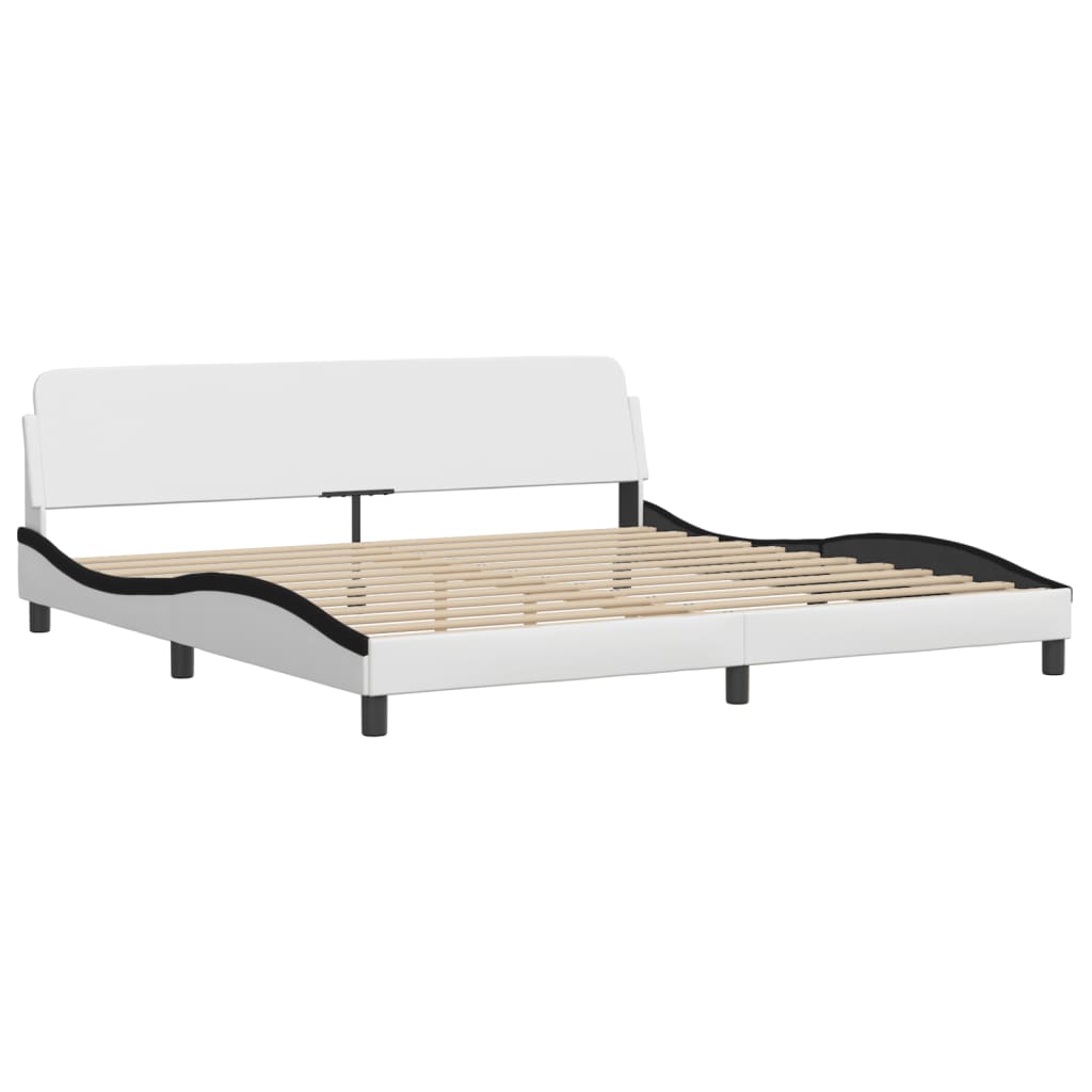 sengeramme med LED uden madras Zadar 200x200 cm hvid og sort