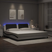 sengeramme med LED uden madras Zadar 200x200 cm hvid og sort