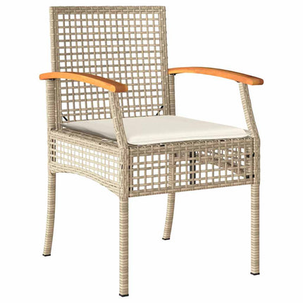 spisebordssæt til haven 9 dele med hynder polyrattan beige