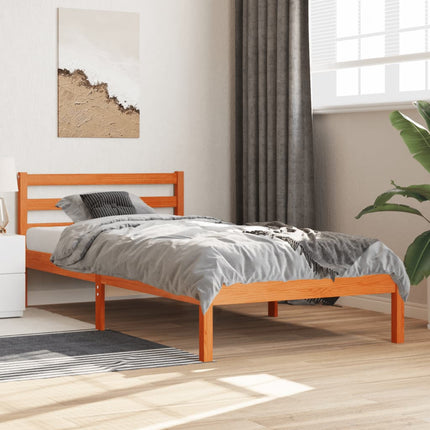 sengeramme uden madras 90x190 cm massivt fyrretræ gyldenbrun