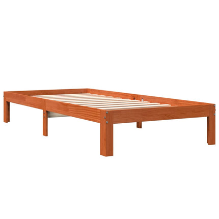 sengeramme uden madras 90x190 cm massivt fyrretræ gyldenbrun