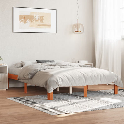 sengeramme uden madras 120x190 cm massivt fyrretræ gyldenbrun