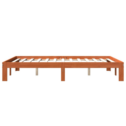 sengeramme uden madras 135x190 cm massivt fyrretræ brun