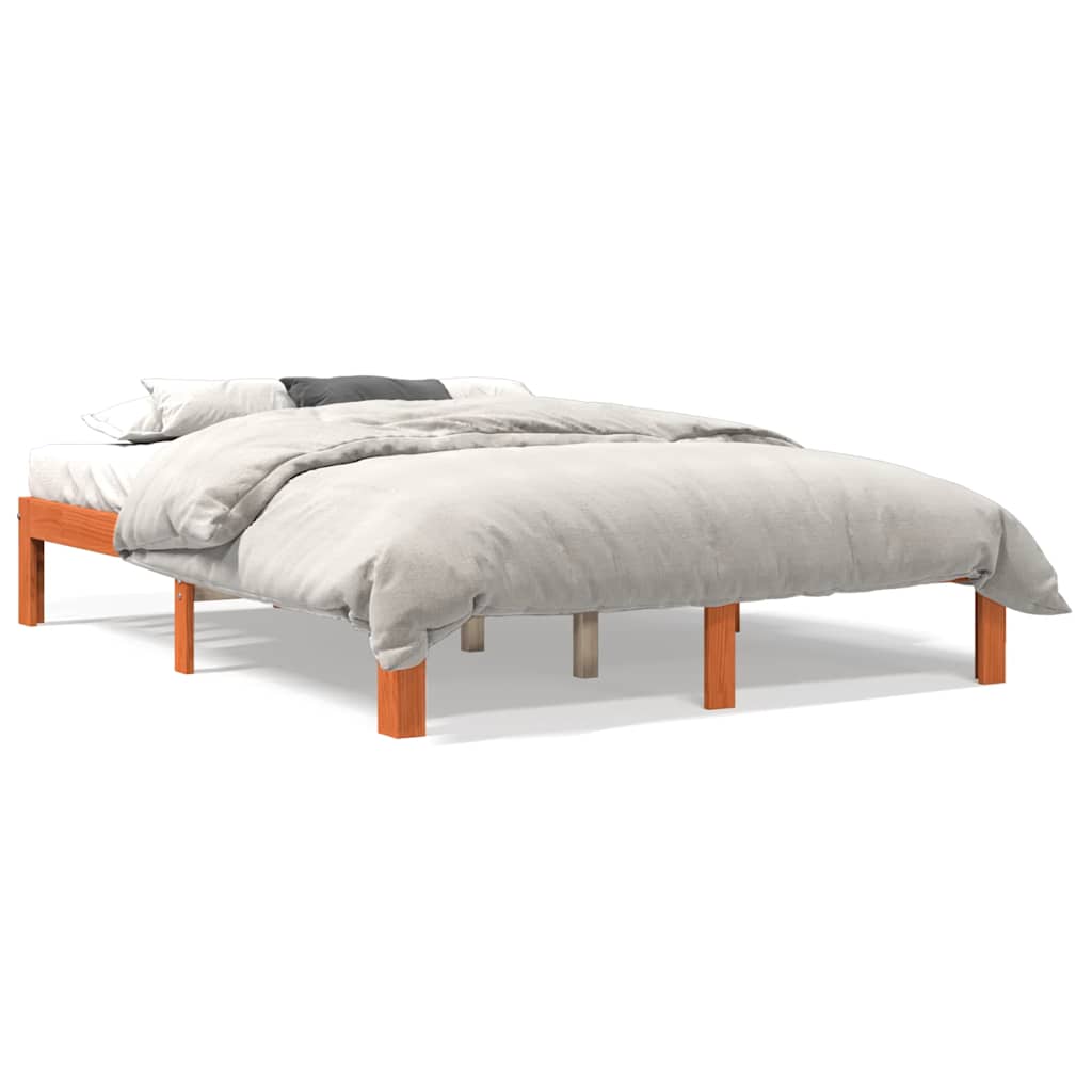 sengeramme uden madras 140x190 cm massivt fyrretræ gyldenbrun