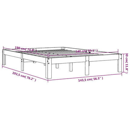 sengeramme uden madras 140x190 cm massivt fyrretræ gyldenbrun