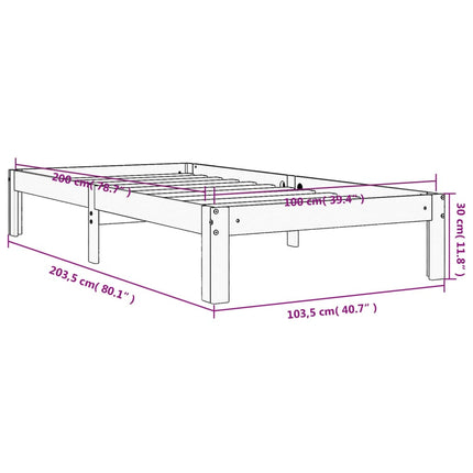sengeramme uden madras 100x200 cm massivt fyrretræ gyldenbrun