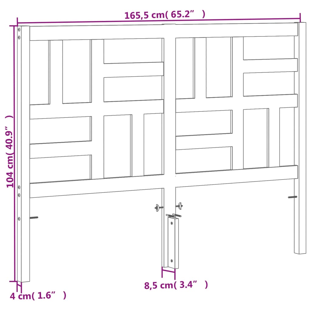 sengegavl 160 cm massivt fyrretræ gyldenbrun