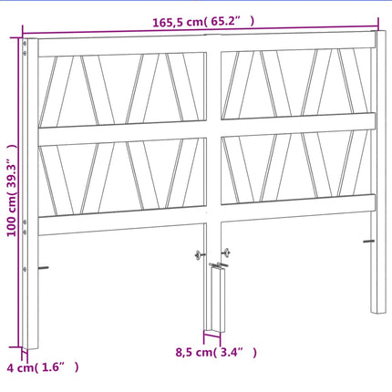 sengegavl 160 cm massivt fyrretræ gyldenbrun