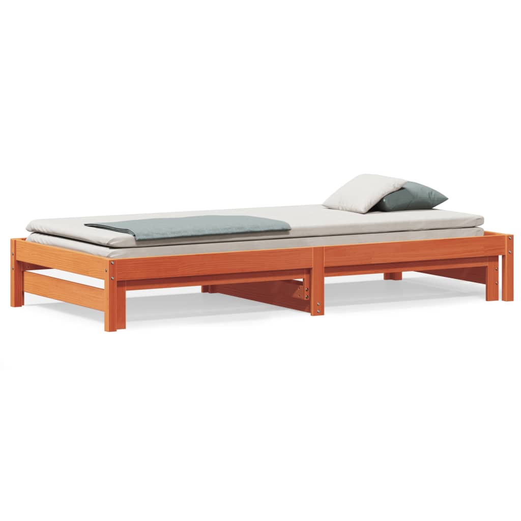 daybed med udtræk 80x200 cm massivt fyrretræ gyldenbrun
