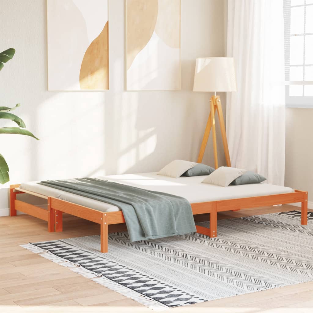 daybed med udtræk 80x200 cm massivt fyrretræ gyldenbrun