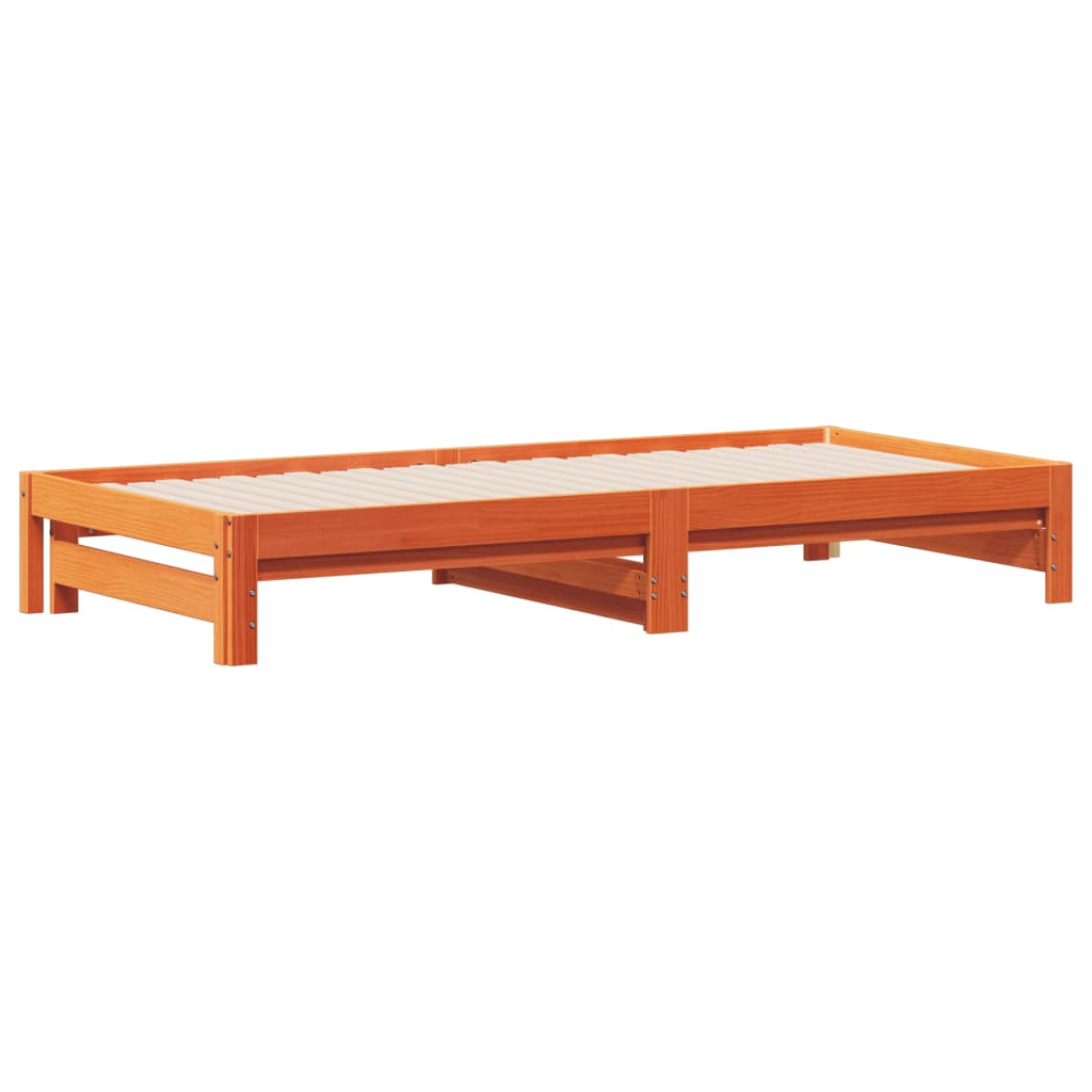 daybed med udtræk 80x200 cm massivt fyrretræ gyldenbrun