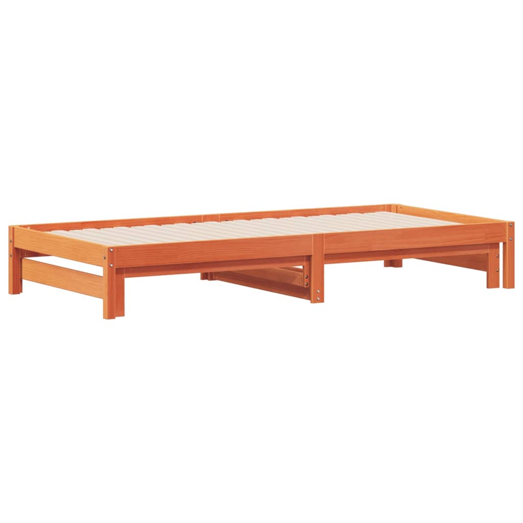 daybed med udtræk 90x190 cm massivt fyrretræ gyldenbrun