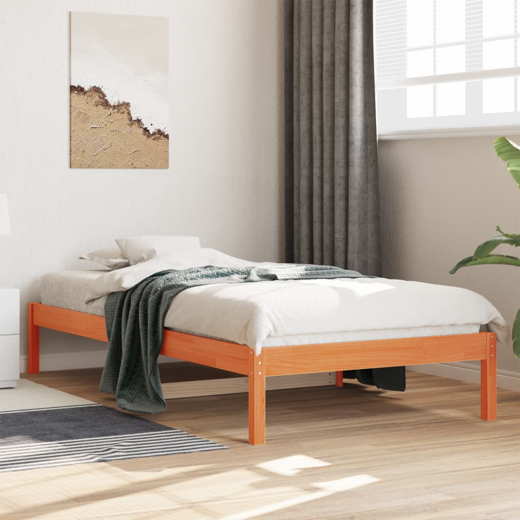 daybed uden madras 90x190 cm massivt fyrretræ gyldenbrun billede