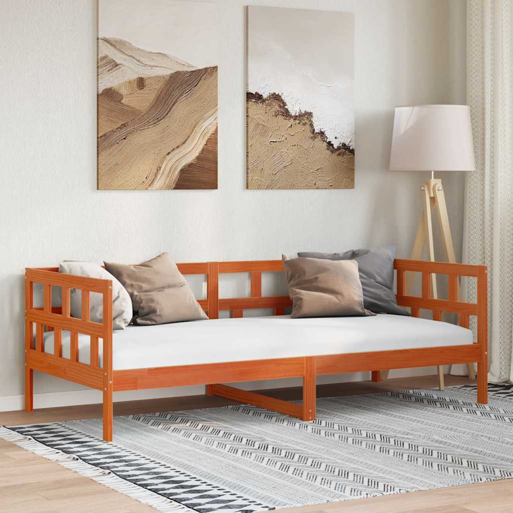 Daybed uden madras 90x200 cm i massivt fyrretræ - gyldenbrun