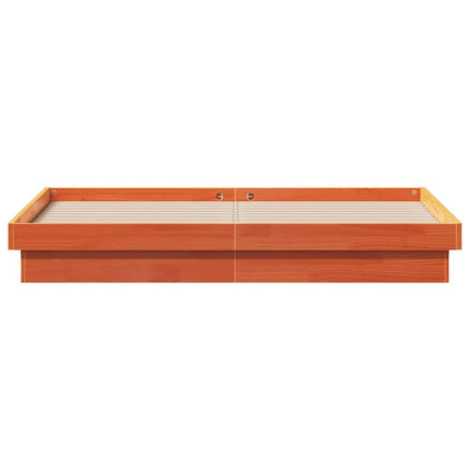 sengeramme med LED-lys 160x200 cm massivt fyrretræ gyldenbrun