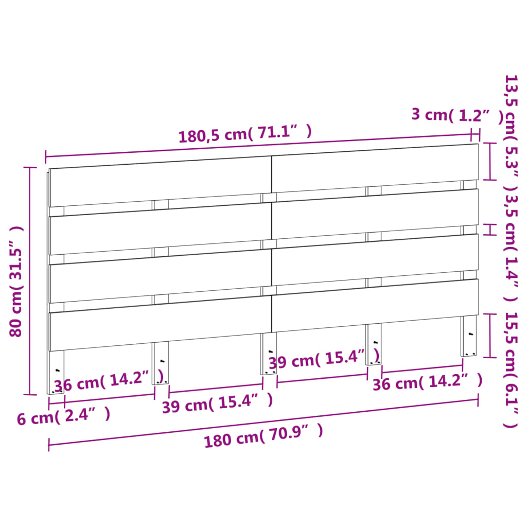 sengegavl 135 cm massivt fyrretræ gyldenbrun
