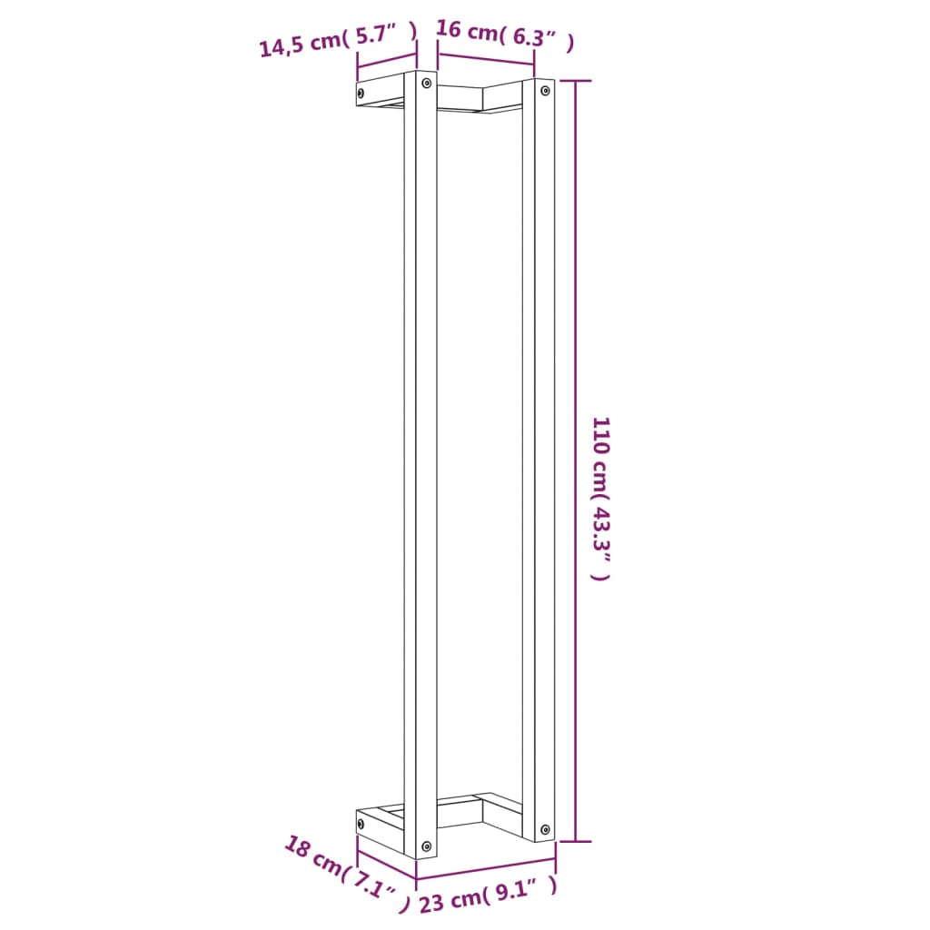 håndklædeholder 23x18x110 cm massivt fyrretræ gyldenbrun