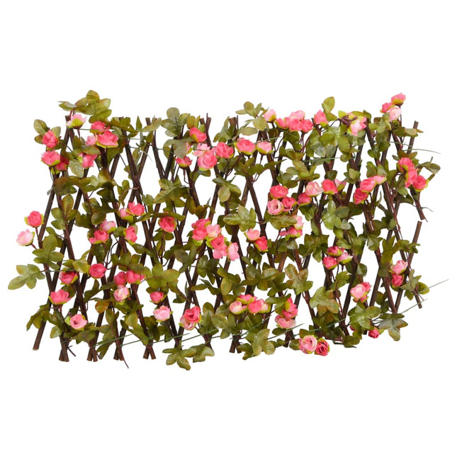 espalier med kunstig vedbend 180x20 cm udvidelig mørk pink