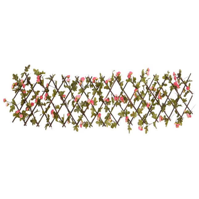 espalier med kunstig vedbend 180x20 cm udvidelig mørk pink