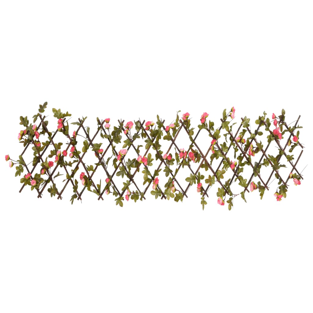 espalier med kunstig vedbend 180x20 cm udvidelig mørk pink