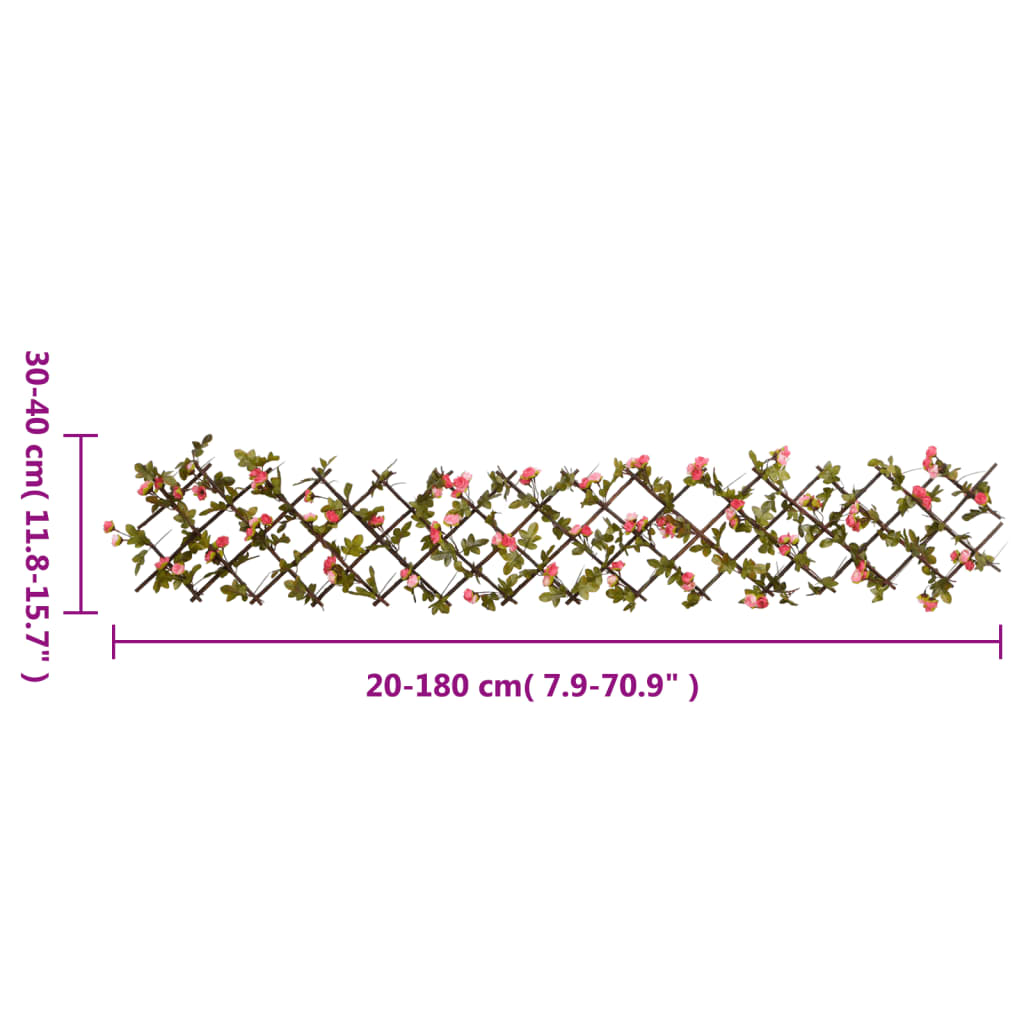 espalier med kunstig vedbend 180x20 cm udvidelig mørk pink