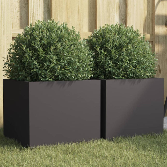 plantekasser 2 stk. 32x30x29 cm stål sort