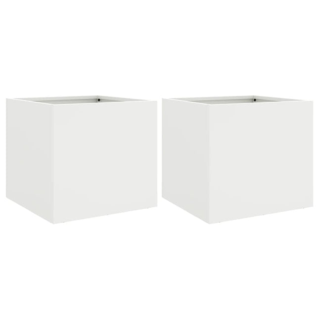 plantekasser 2 stk. 32x30x29 cm stål hvid