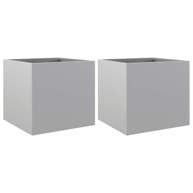 plantekasser 2 stk. 32x30x29 cm galvaniseret stål sølvfarvet