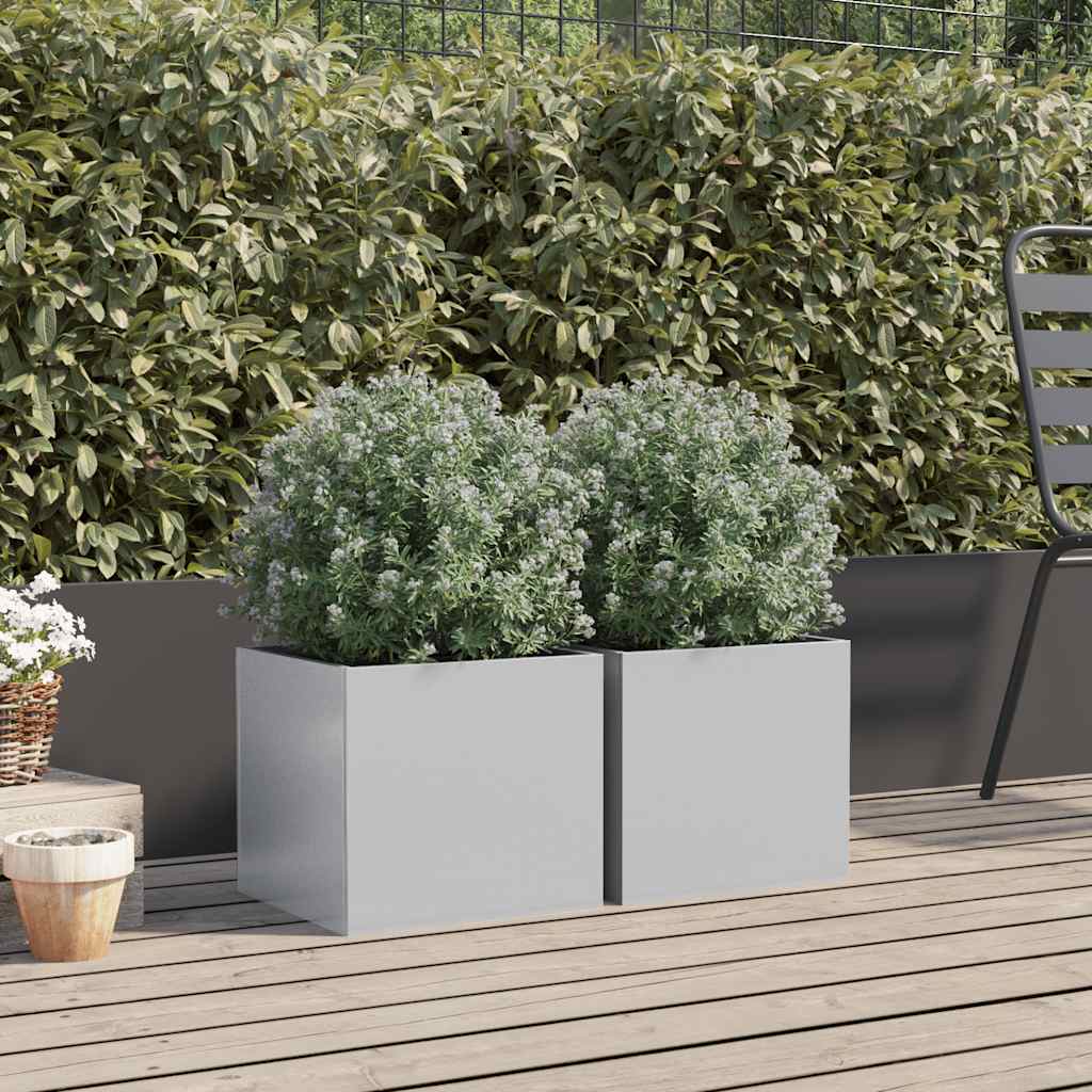 plantekasser 2 stk. 32x30x29 cm galvaniseret stål sølvfarvet