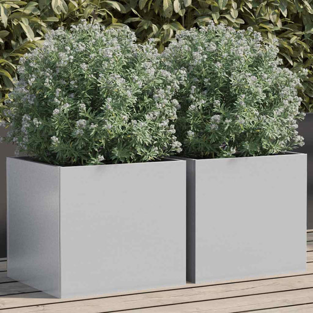 plantekasser 2 stk. 32x30x29 cm galvaniseret stål sølvfarvet