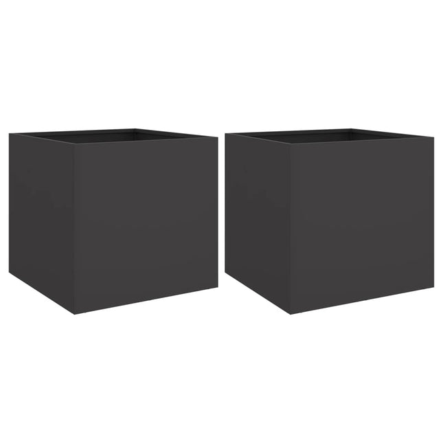 plantekasser 2 stk. 42x40x39 cm stål sort