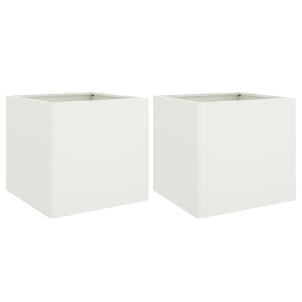 plantekasser 2 stk. 42x40x39 cm stål hvid