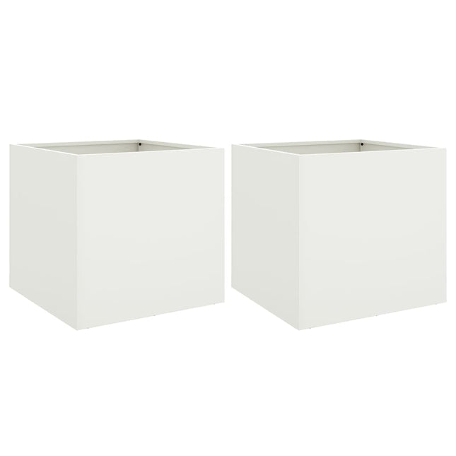 plantekasser 2 stk. 42x40x39 cm stål hvid