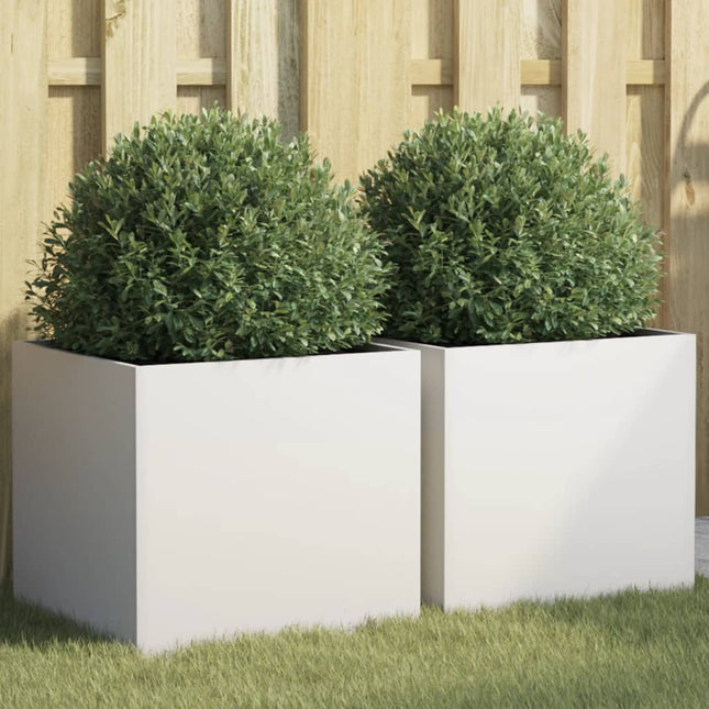 plantekasser 2 stk. 42x40x39 cm stål hvid