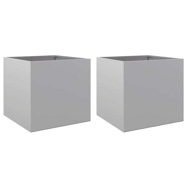plantekasser 2 stk. 42x40x39 cm galvaniseret stål sølvfarvet