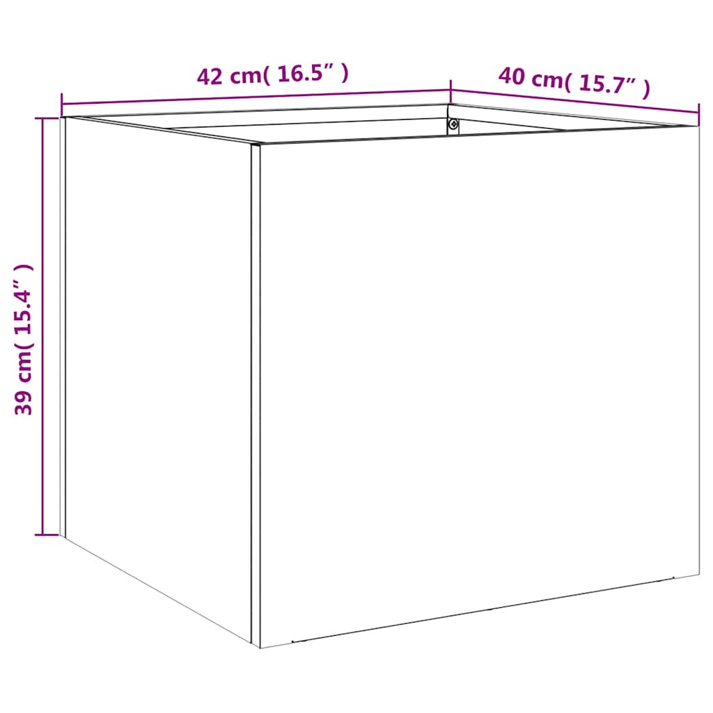plantekasser 2 stk. 42x40x39 cm galvaniseret stål sølvfarvet