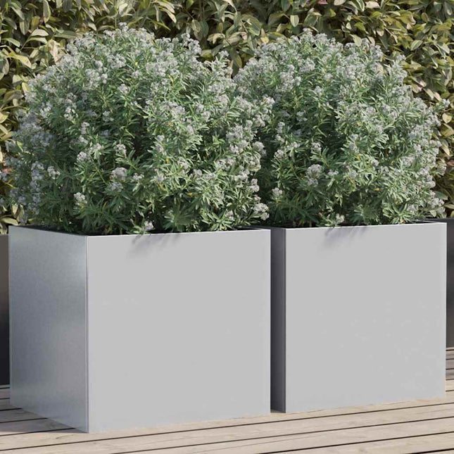 plantekasser 2 stk. 42x40x39 cm galvaniseret stål sølvfarvet