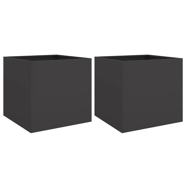 plantekasser 2 stk. 49x47x46 cm stål sort
