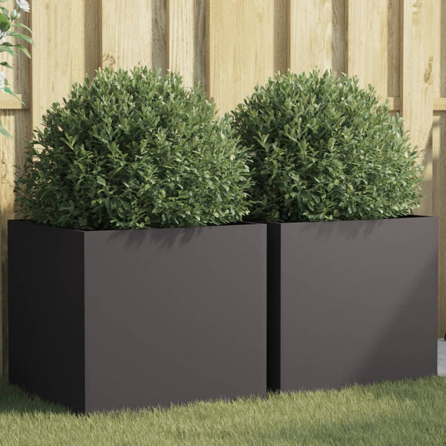 plantekasser 2 stk. 49x47x46 cm stål sort