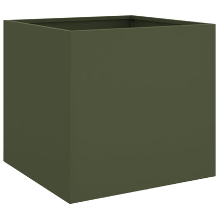 plantekasser 2 stk. 49x47x46 cm stål olivengrøn