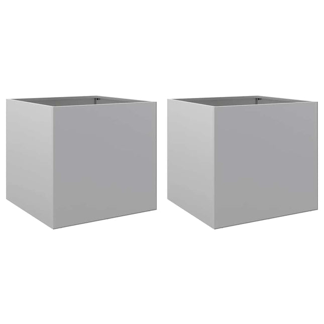 plantekasser 2 stk. 49x47x46 cm galvaniseret stål sølvfarvet