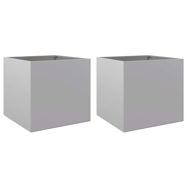 plantekasser 2 stk. 49x47x46 cm galvaniseret stål sølvfarvet