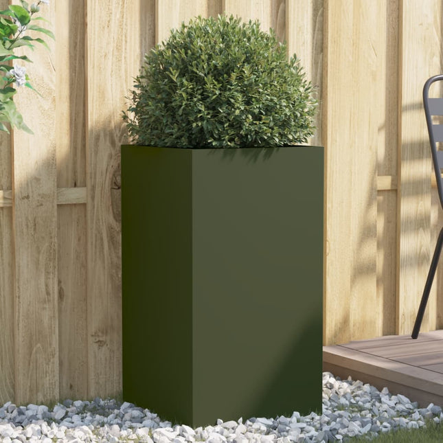 plantekasse 42x38x75 cm stål olivengrøn