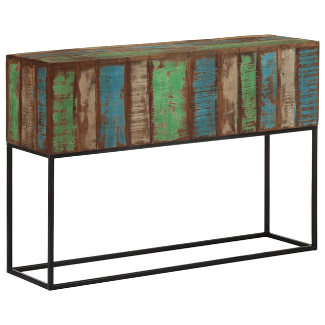 konsolbord 110x30x75 cm massivt genbrugstræ og jern
